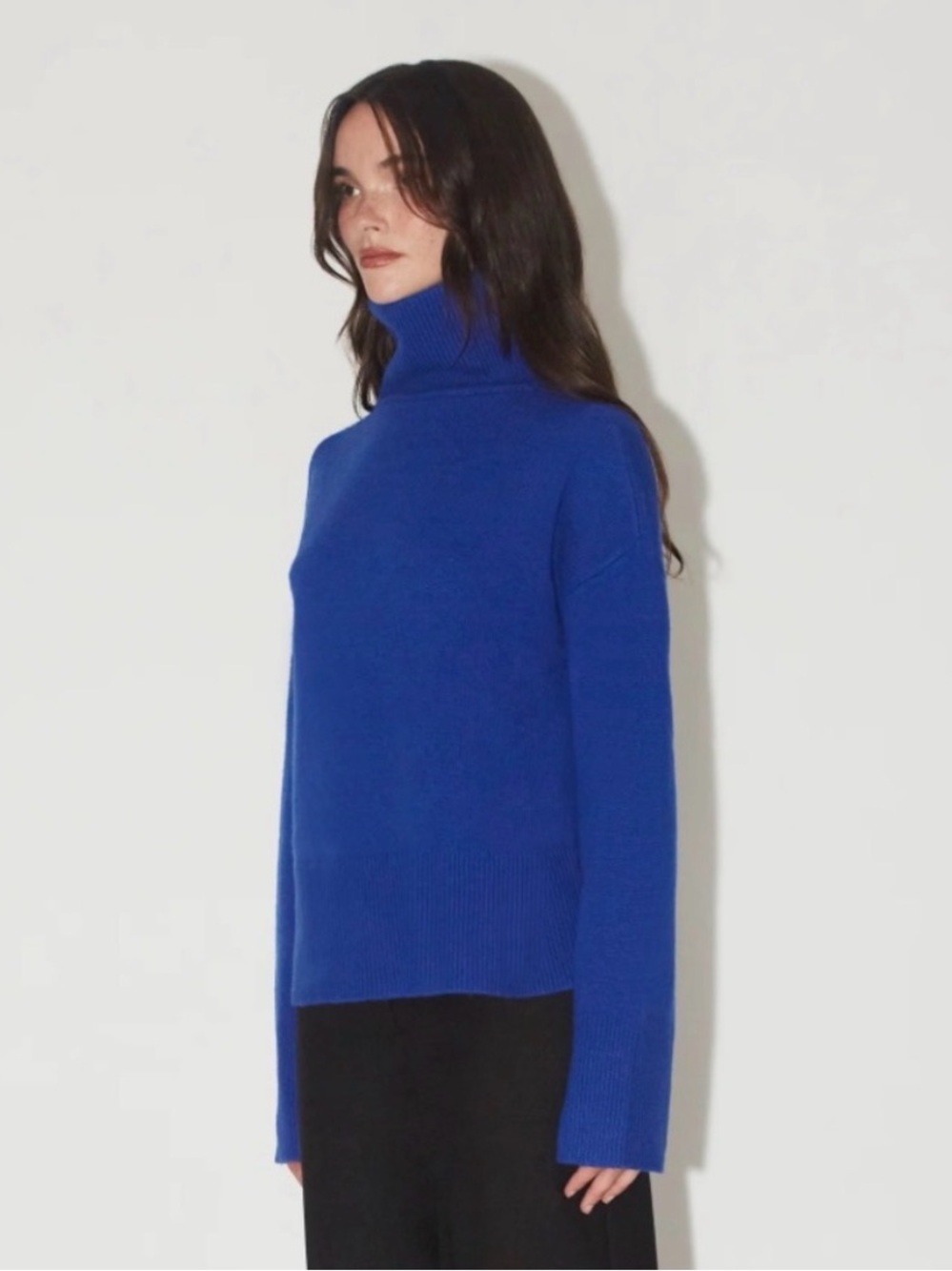 Uncle Studios The Turtleneck Wool Cashmere Sweater In Cobalt Blue Size Small